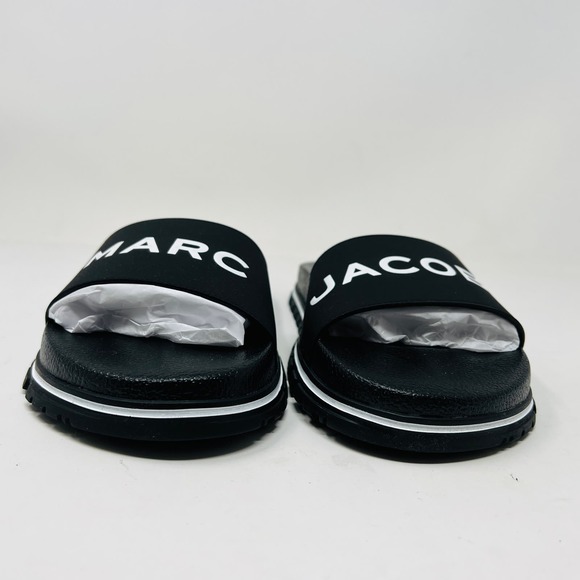 NEW! Marc Jacobs The Slide Embossed Logo Black / White - 6 MULTILIST on PM - Picture 4 of 5